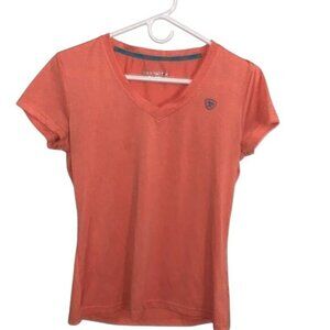 Ariat Womens Orange V-Neck Short Sleeve Performance Tee M